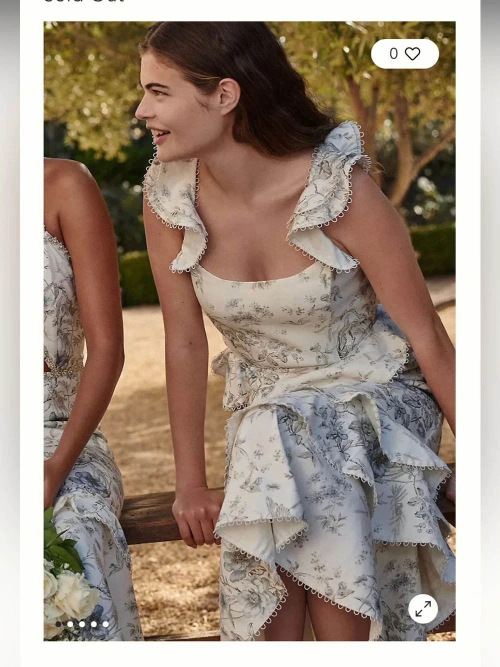V. Chapman Ivory Floral Ruffle Midi Dress - Picture 2 of 7